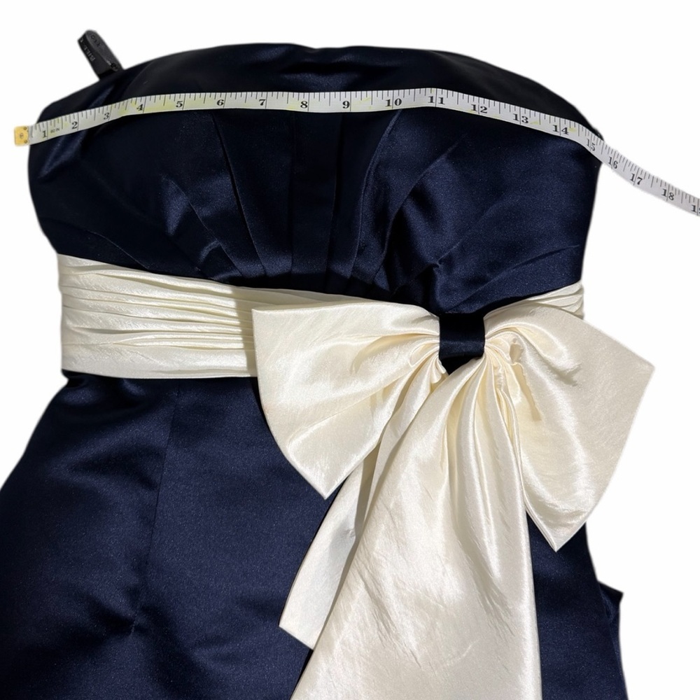Bill Levkoff Strapless Dress in Deep Blue with Light Cream Bow Sz 10 - Picture 8 of 10